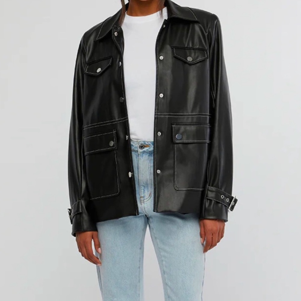 WeWoreWhat Black Vegan Leather Western Jacket